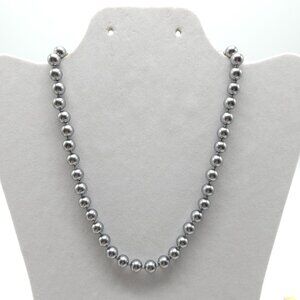 Nolan Miller Silver Tone Faux Pearl Necklace With Rhinestone Clasp 18 Inches